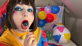 Pomni's Mesmerizing Lollipop Sucking - Lips Fetish - Lipstick Fetish - Mesmerize - Cosplay - Licking & Sucking - Drooling - Inflatagirl