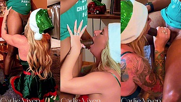 4k Carlie Vixen Sexy Green Elf MILF Toys Pierced Pussy Then Sucks BBC Elf for First Facial