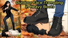 Outdoor Face Trample - Mistress Yuki Crushes Your Face in Heavy Boots