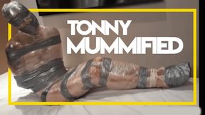 Tonny Mummified in Plastic and Duct Tape - Gay Bondage - Gay Domination - Mummification - Nose Hook - Ball Gag - Gagged - BDSM