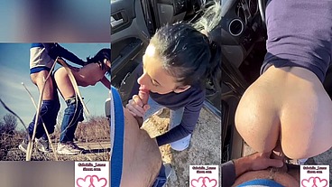 En cada viaje en coche tenemos que parar para chuparle la polla.