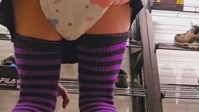 Femboy Messes & Wets Diaper At Public Mall