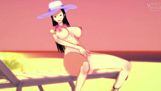 Nico Robin luvs to be a naturist superslut and caress her succulent fuckbox on a deprived island - One Lump