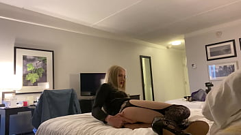 Crossdressing Fingering Herself in Hotel Room