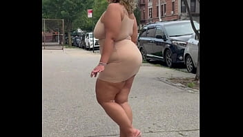 Natural Fat Ass - Thick Legs -High Heels-Stilettos-Mini Skirt -Puerto Rican BBW-Latina-AngieLove Lookalike-Redbone-LightSkin -Walking-SlowMotion