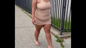 Natural Fat Ass - Thick Legs -High Heels-Stilettos-Mini Skirt -Puerto Rican BBW-Latina-AngieLove Lookalike-Redbone-LightSkin -Walking-SlowMotion