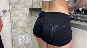 Kinky Cumming In My Stepsister'_S Ass With Shorts While She Was Washing Dishes (Free Use)