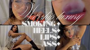 Smoking Luxury Goddess: Heels Lips Ass Teasing Worship POV