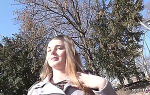 german scout - 18yr  curvy big tits lucie pickup and fuck