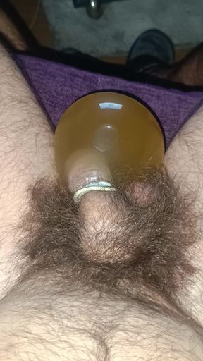 Pissing on a condom