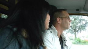 Sweet threeway thrill ride with two gorgeous babes and a pervy dude on a desolate highway