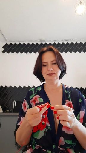 She was knitting a new bra