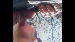 Real outdoor deepthroat blowjob footage