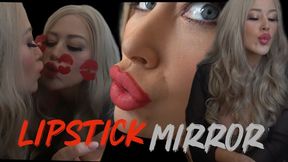 LIPSTICK FETISH - KISSING MYSELF IN THE MIRROR WITH RED LIPSTICK!