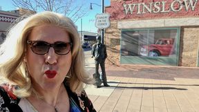 Mrs Samantha 'standing on the Corner in Winslow Arizona' and Driving Her Red Mustang Convertible
