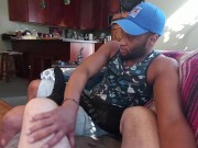 ROOMMATE rubs Bears feet and gets hard!! See what happens!