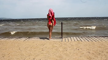 In bikini on Khuchugury beach