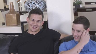 Two handsome teen lads are making out and having sex
