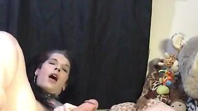 Sassykittygirl rides her toy and eats her cum