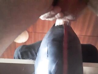 Hogtied in pantyhose and high heels, rough deeptrhroat and giant load of cum in her mouth