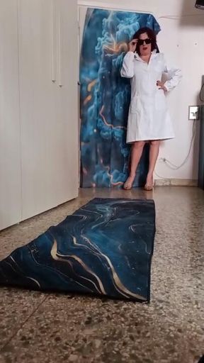 POV video of a doctor with a black dildo
