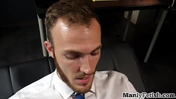 Tattooed stud barebacked in office by crossdresser colleague