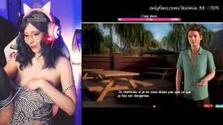 (Part 87) She reads the dialogues of the game topless