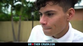Hairy Older Stepbrother Cums on Younger 18+ Stepsibling's Face in Hot Gay Sex Scene