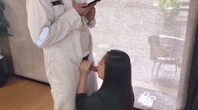 Seaman blows cum in mouth behind graduation steps