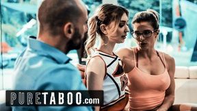 Dirty Cheerleader Bangs Coaches & Her Hubby in Sizzling Threeway Frenzy