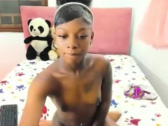 Big Tits Tranny Jerking her Big Hard Cock