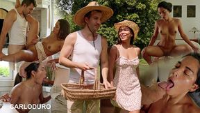 brazilian beauty mia nins picked berries, then got destroyed in the kitchen & bedroom cum in mouth & natural tits - carlo duro