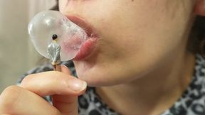 Giantess Stepsister Chewing gum and trap tiny stepbrother humiliates and chews bubble gum and gets trapped and gets the chewing gum blown in his face and gets trapped then giantess stepsister laughs at him because he chews menthol gum and gets blown