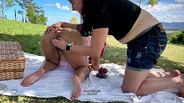 Smelling her Farts on a Picnic Outdoors Public Ass Worship