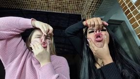 Silly Faces Playing with Our Noses in the Glass - By Bella Cruel and Isabelita - CLIP 2