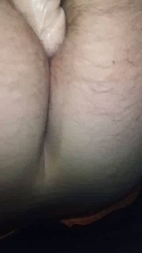 Huge dildo in tight ass