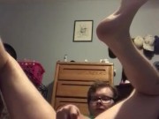 Trans takes knotted dildo