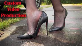 WET Louboutin So Kate 120, shoeplay with Louboutin, wet high heels, Louboutin dangling