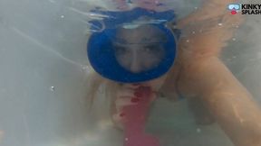 Suction Cup Dildo BJ in Latex Swimsuit & Dive Mask - WMV