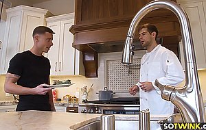 Stud strips off his chefs clothes and rides his big rod