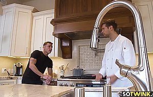 Stud strips off his chefs clothes and rides his big rod