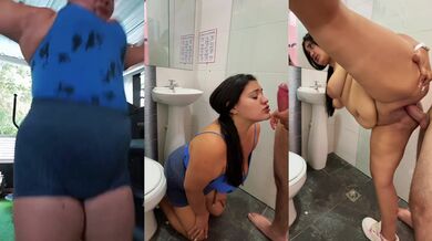 Her paid gym buddy deep throats me in the locker room shower