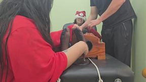 Christmas tickles: Amaru tag teamed by Miss Kitty and Pitaya Tickler (feet camera)