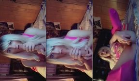 Hot blonde trans girl impaled on huge dildo faces deep anal agony