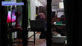 Fake office: She knows how to motivate! Coworker sucks and get cum mouth by the window