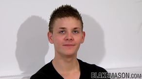 Cute young UK amateur strokes his dick and shoots hot loads