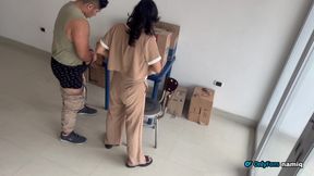 Sexy Latina Goddess Boss Catches Employee Lounging on the Floor