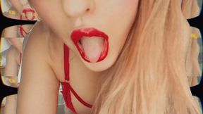 Red lipstick for sissy. All what you wish is a red lipstick. All what you want is a red lipstick. You become horny when you apply red lipstick on your