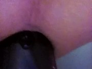 Gay dad rides a huge butt plug and gapes