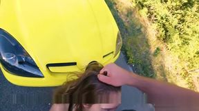 Public sex on car with fitness amateur couple. Mia Bandini